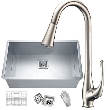 ANZZI Vanguard Undermount 30" Kitchen Sink with Faucet in Brushed Nickel KAZ30181AS-042